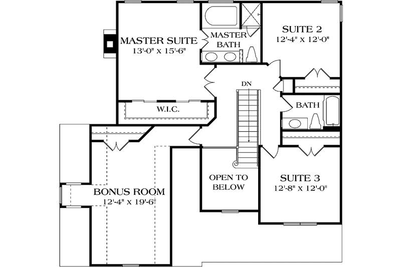 Dream House Plan - Floor Plan - Upper Floor for Craftsman House Plan #453-498 - 3 bed, 2.5 bath