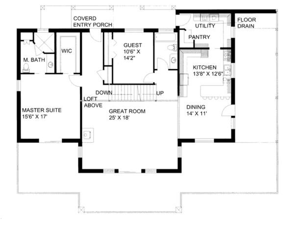 House Design - Ranch Floor Plan - Main Floor Plan #117-856