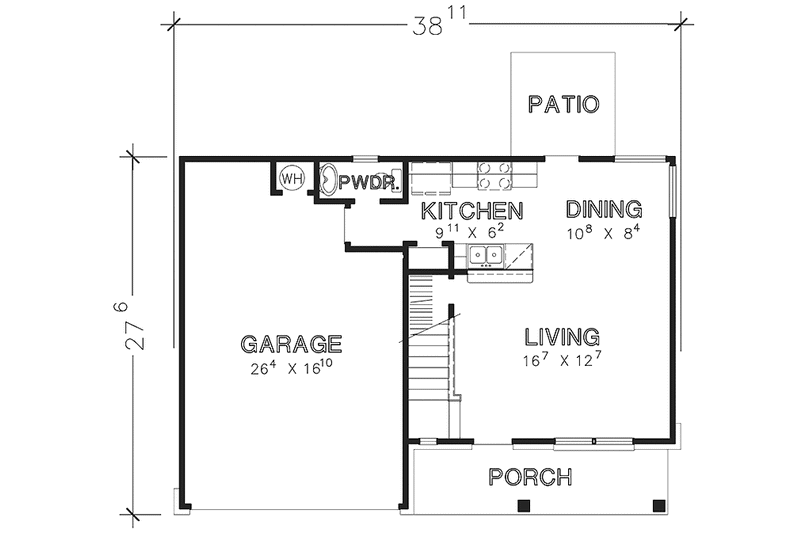Home Plan - Floor Plan - Main Floor for Country House Plan #472-435 - 3 bed, 2.5 bath