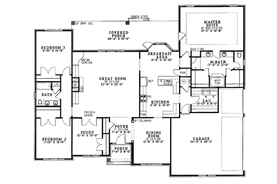 Floor Plan - Main Floor for European House Plan #17-2732 - 3 bed, 2 bath