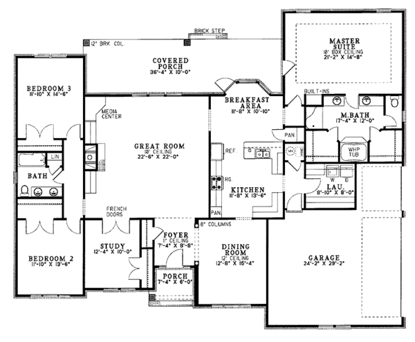 Architectural House Design - European Floor Plan - Main Floor Plan #17-2732