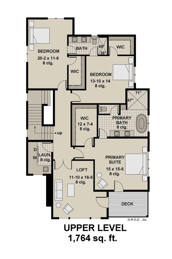 Modern Floor Plan - Upper Floor Plan #51-1281