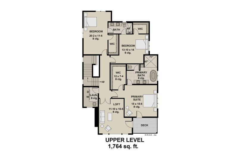 Home Plan - Floor Plan - Upper Floor for Modern House Plan #51-1281 - 5 bed, 3.5 bath
