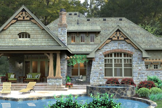 Exterior - Rear Elevation for Craftsman House Plan #120-179 - 3 bed, 3 bath