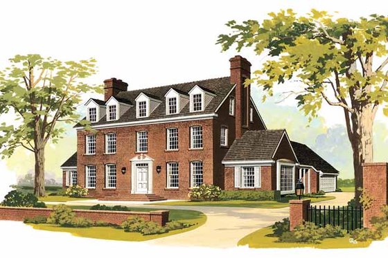 Exterior - Front Elevation 5 for Classical House Plan #72-684 - 5 bed, 3.5 bath