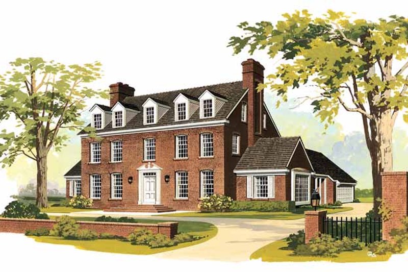 Home Plan - Exterior - Front Elevation 5 for Classical House Plan #72-684 - 5 bed, 3.5 bath