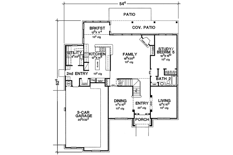 Dream House Plan - Floor Plan - Main Floor for Country House Plan #472-319 - 4 bed, 4 bath