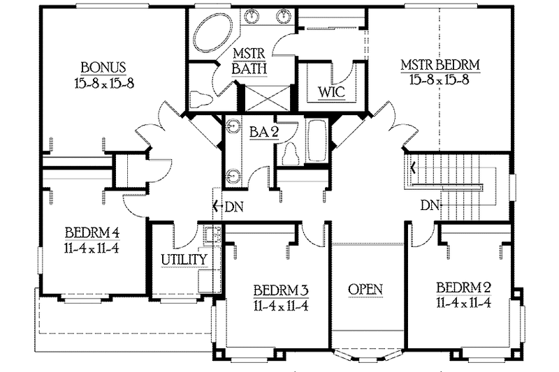 Home Plan - Floor Plan - Upper Floor for Prairie House Plan #132-381 - 4 bed, 2.5 bath