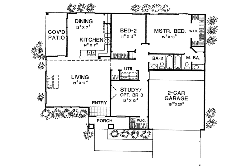 Dream House Plan - Floor Plan - Main Floor for Craftsman House Plan #472-277 - 2 bed, 2 bath