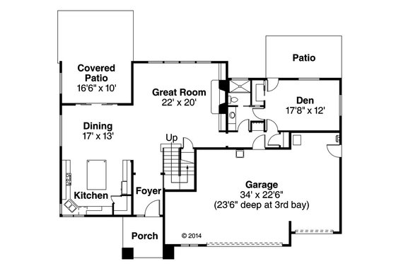 Floor Plan - Main Floor for Prairie House Plan #124-969 - 4 bed, 3 bath