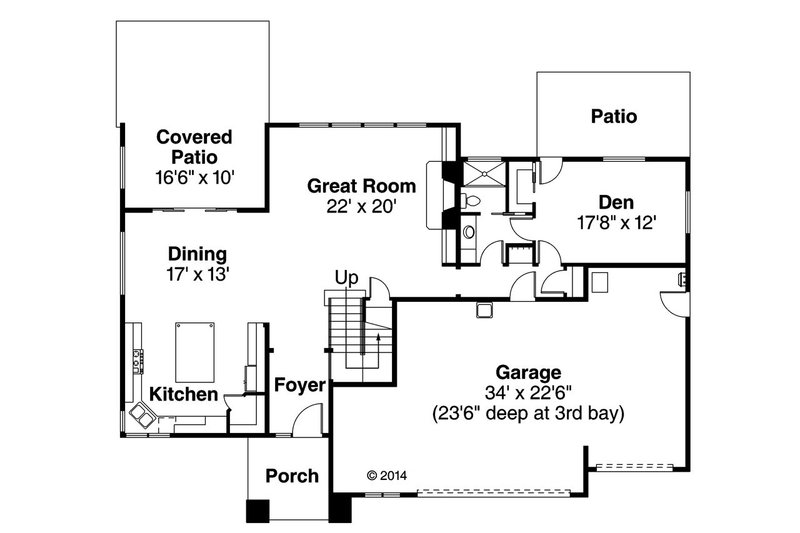Dream House Plan - Floor Plan - Main Floor for Prairie House Plan #124-969 - 4 bed, 3 bath