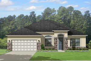 Exterior - Front Elevation 3 for Mediterranean House Plan #1058-116 - 3 bed, 2 bath