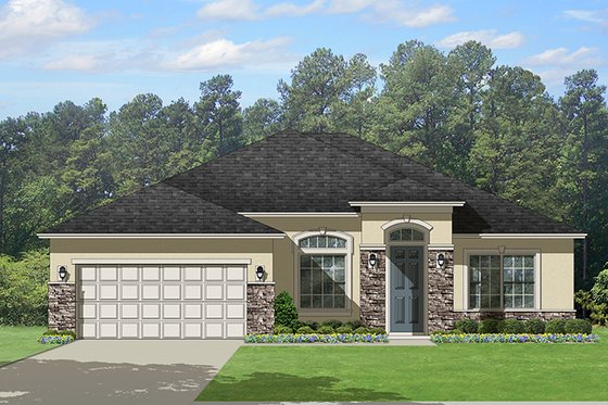 Exterior - Front Elevation 3 for Mediterranean House Plan #1058-116 - 3 bed, 2 bath