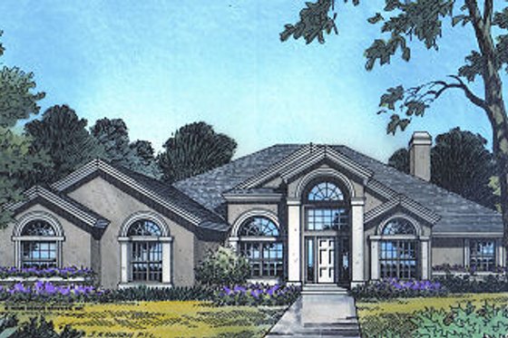 Exterior - Front Elevation for European House Plan #417-350 - 4 bed, 3 bath