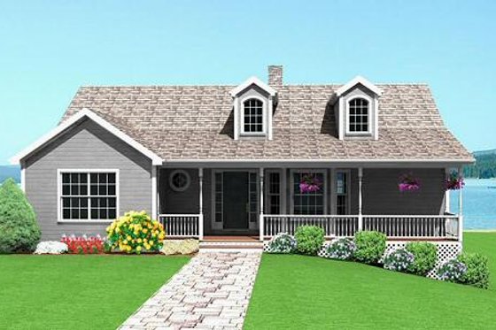 Exterior - Front Elevation for Country House Plan #75-116 - 2 bed, 2 bath