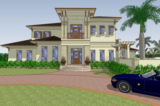 Exterior - Front Elevation for Mediterranean House Plan #548-22 - 4 bed, 4.5 bath