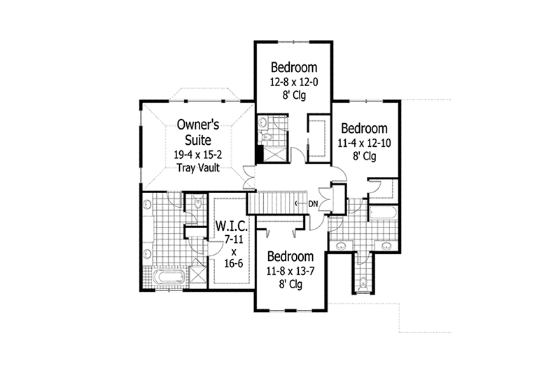 Home Plan - Floor Plan - Upper Floor for Country House Plan #51-1119 - 4 bed, 3.5 bath