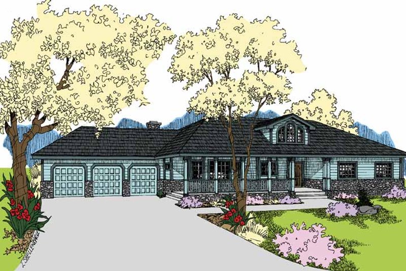 Architectural House Design - Ranch Exterior - Front Elevation Plan #60-1038