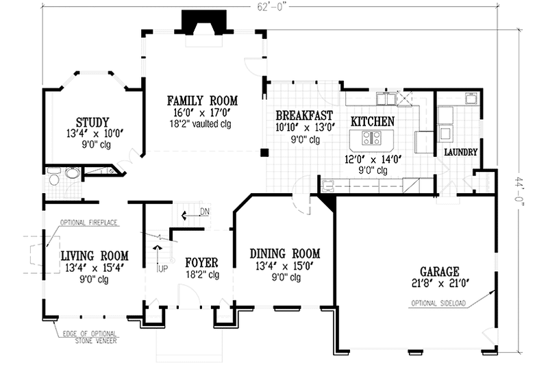 Home Plan - Floor Plan - Main Floor for European House Plan #953-51 - 4 bed, 3.5 bath