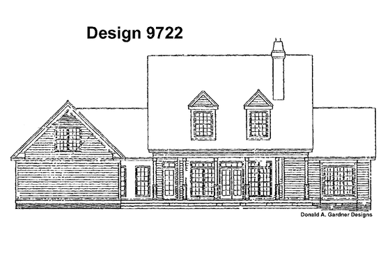 Exterior - Rear Elevation for Country House Plan #929-164 - 4 bed, 3.5 bath