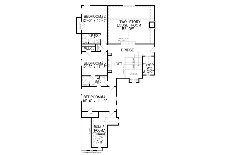 Dream House Plan - Floor Plan - Upper Floor for Craftsman House Plan #54-374 - 4 bed, 3.5 bath