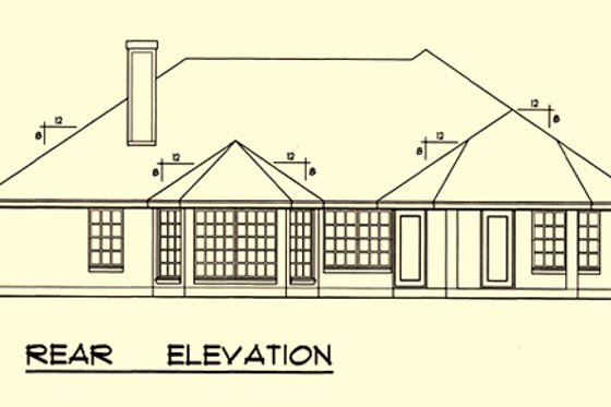 Exterior - Rear Elevation for Mediterranean House Plan #40-169 - 3 bed, 2 bath