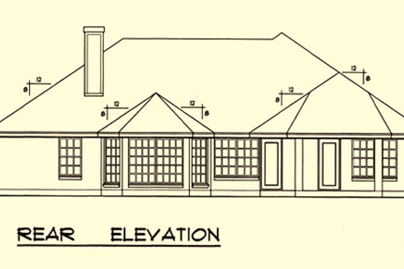 House Design - Exterior - Rear Elevation for Mediterranean House Plan #40-169 - 3 bed, 2 bath