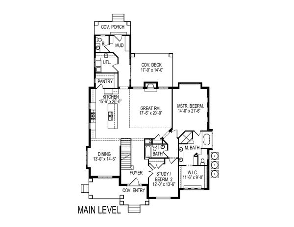 Architectural House Design - Bungalow Floor Plan - Main Floor Plan #920-99