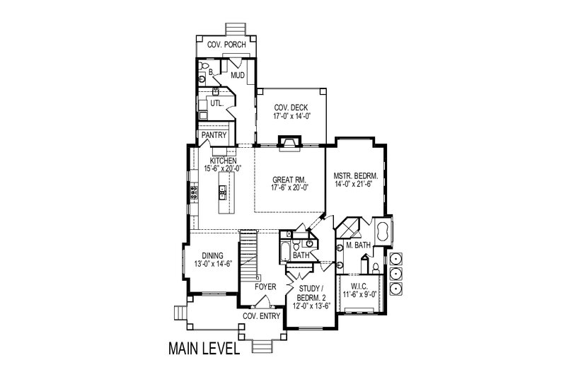 House Blueprint - Floor Plan - Main Floor for Bungalow House Plan #920-99 - 6 bed, 4.5 bath