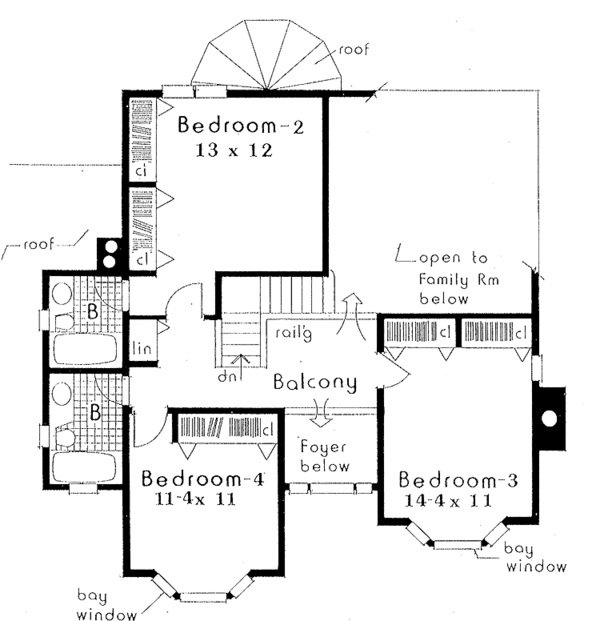 House Plan Design - Colonial Floor Plan - Upper Floor Plan #3-230