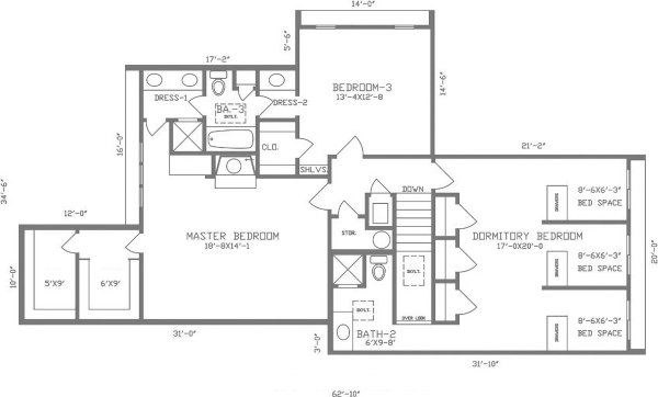 Contemporary Floor Plan - Upper Floor Plan #405-346