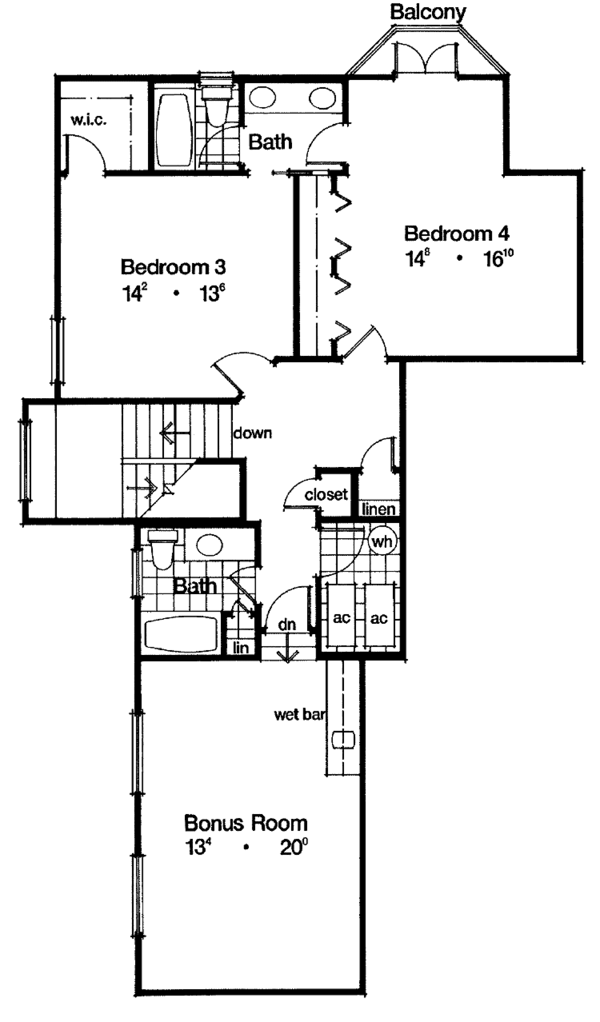 Architectural House Design - Mediterranean Floor Plan - Upper Floor Plan #417-664