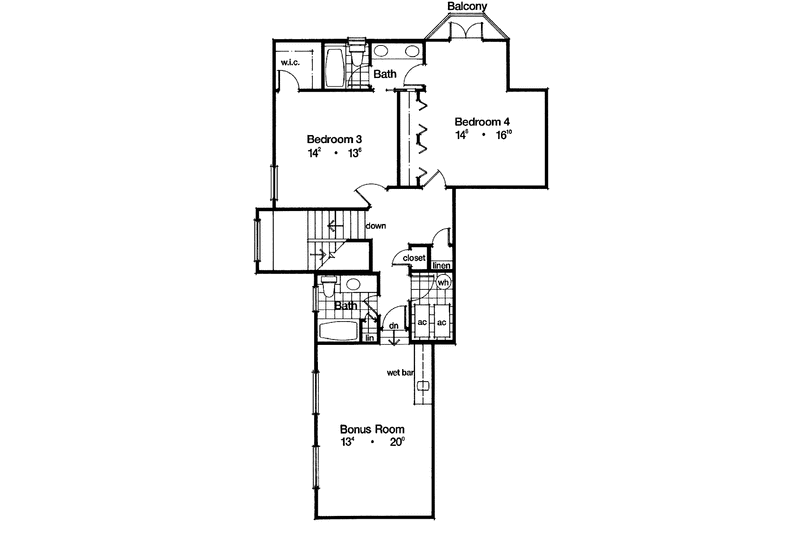 Architectural House Design - Floor Plan - Upper Floor for Mediterranean House Plan #417-664 - 4 bed, 4.5 bath