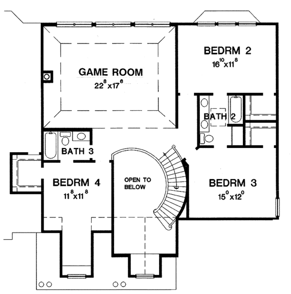 Dream House Plan - Traditional Floor Plan - Upper Floor Plan #472-93