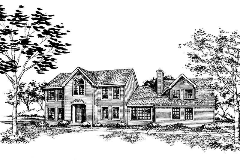 House Blueprint - Exterior - Front Elevation 3 for Colonial House Plan #314-214 - 4 bed, 2.5 bath