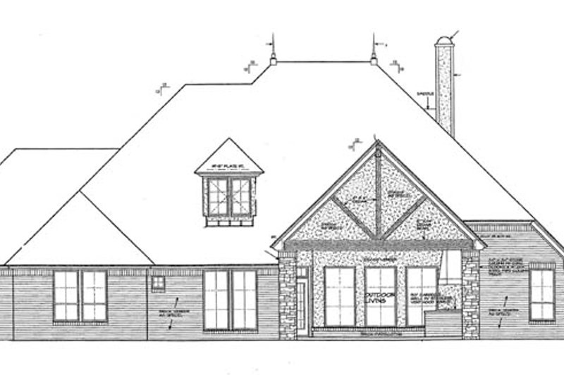 Home Plan - Exterior - Rear Elevation for European House Plan #310-1268 - 3 bed, 2.5 bath