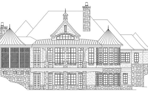 Exterior - Rear Elevation 3 for European House Plan #929-929 - 3 bed, 3.5 bath