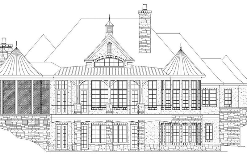 Home Plan - Exterior - Rear Elevation 3 for European House Plan #929-929 - 3 bed, 3.5 bath