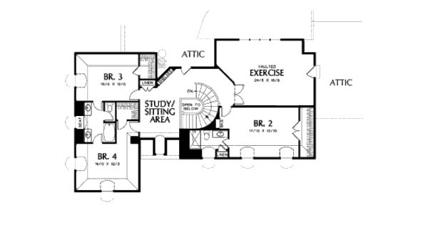 House Blueprint - European Floor Plan - Upper Floor Plan #48-363