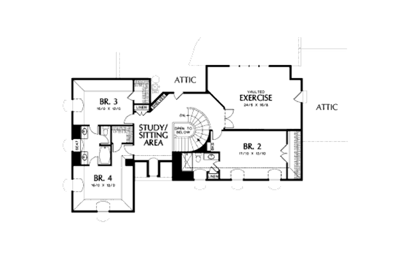 Home Plan - Floor Plan - Upper Floor for European House Plan #48-363 - 5 bed, 4.5 bath