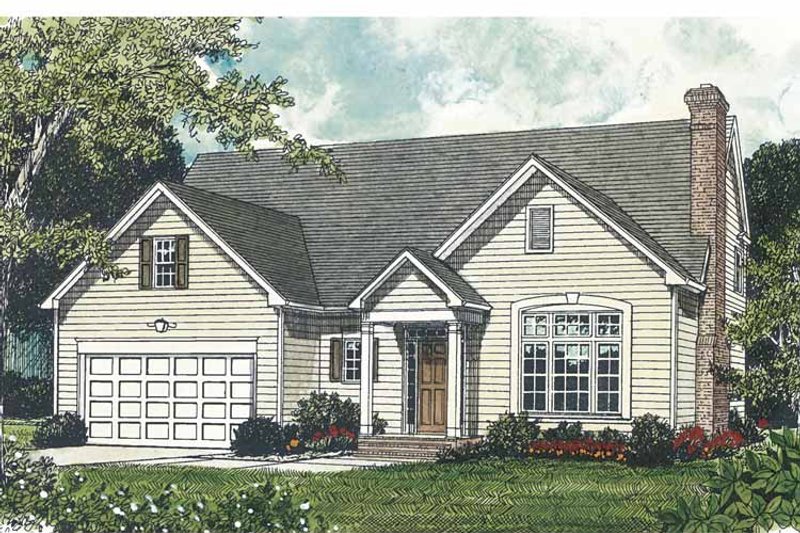 House Blueprint - Exterior - Front Elevation 3 for Traditional House Plan #453-494 - 3 bed, 2.5 bath