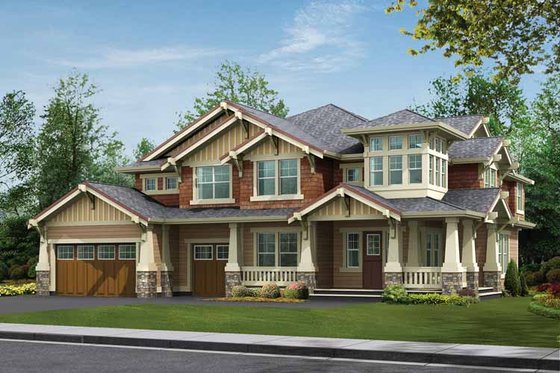 Exterior - Front Elevation 3 for Craftsman House Plan #132-240 - 4 bed, 3.5 bath