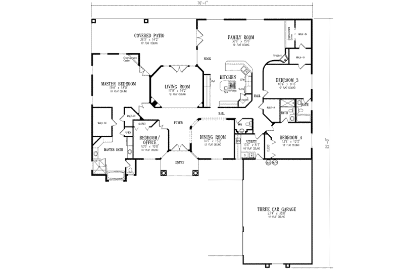 Dream House Plan - Floor Plan - Main Floor for Mediterranean House Plan #1-801 - 4 bed, 3.5 bath