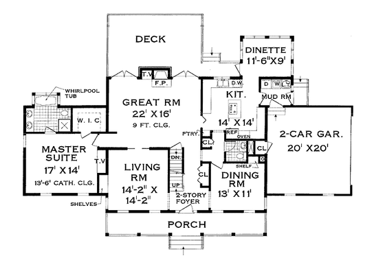 Floor Plan - Main Floor for Colonial House Plan #3-275 - 5 bed, 3.5 bath