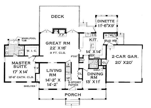 Colonial Floor Plan - Main Floor Plan #3-275