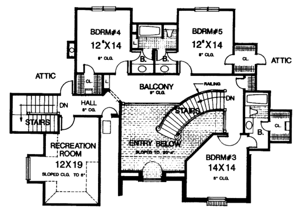 House Blueprint - European Floor Plan - Upper Floor Plan #310-1133