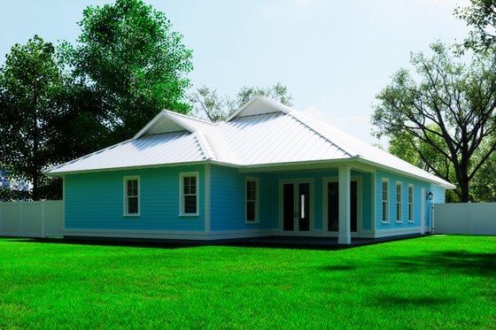 Exterior - Rear Elevation for Prairie House Plan #534-3 - 3 bed, 2 bath
