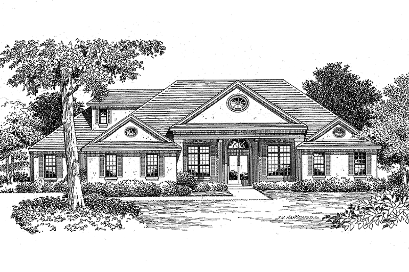 Home Plan - Exterior - Front Elevation 3 for Colonial House Plan #999-44 - 4 bed, 4 bath