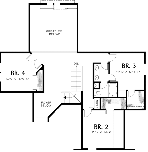 Craftsman Floor Plan - Upper Floor Plan #48-786
