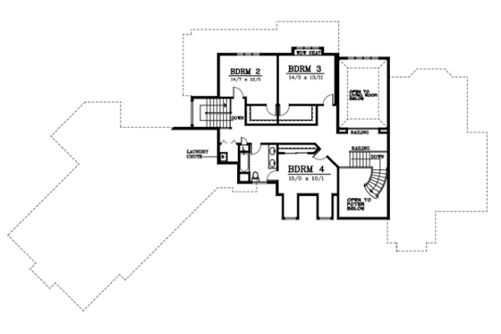 Floor Plan - Upper Floor for Traditional House Plan #100-205 - 4 bed, 2.5 bath